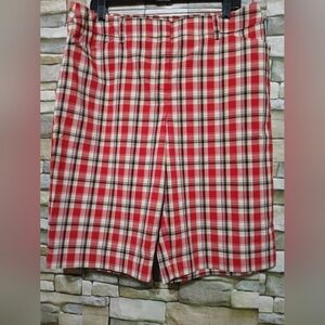 Jones New York Red Plaid‎ Women Shorts Size 14 Modern